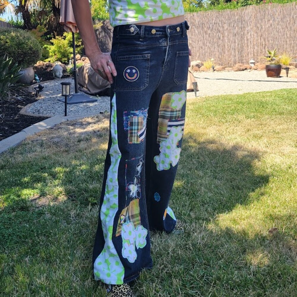 French Connection Upcycled, Patchwork Jeans & Top By ThreadsReclaimed